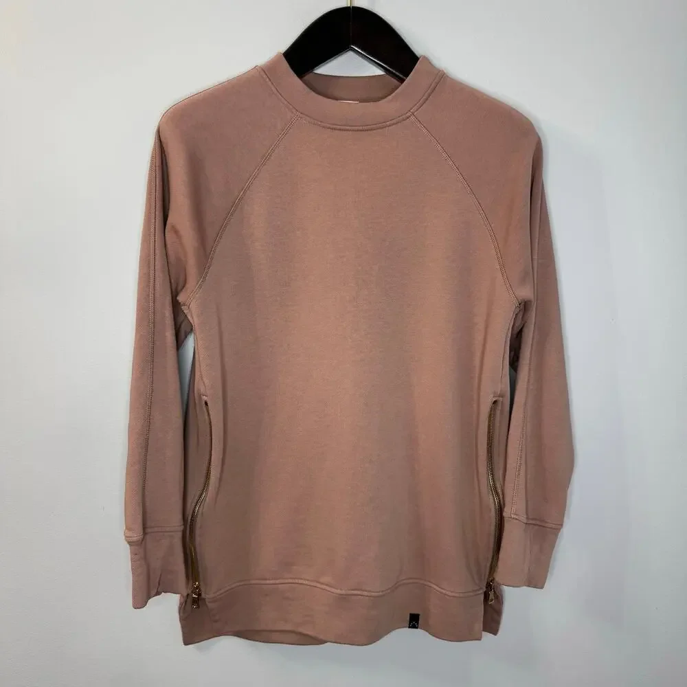 Varley Blush Manning Sweatshirt Double Zippered Pullover Casual Women's S - Picture 4 of 12